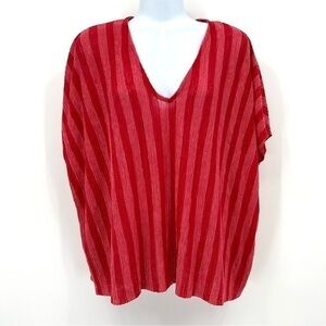 ZARA TRAFALUC Size Medium Oversized V-Neck Striped Blouse EUC